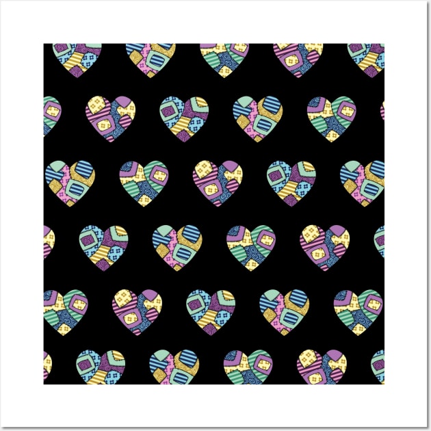 Patchwork heart pattern Wall Art by Laura_Nagel